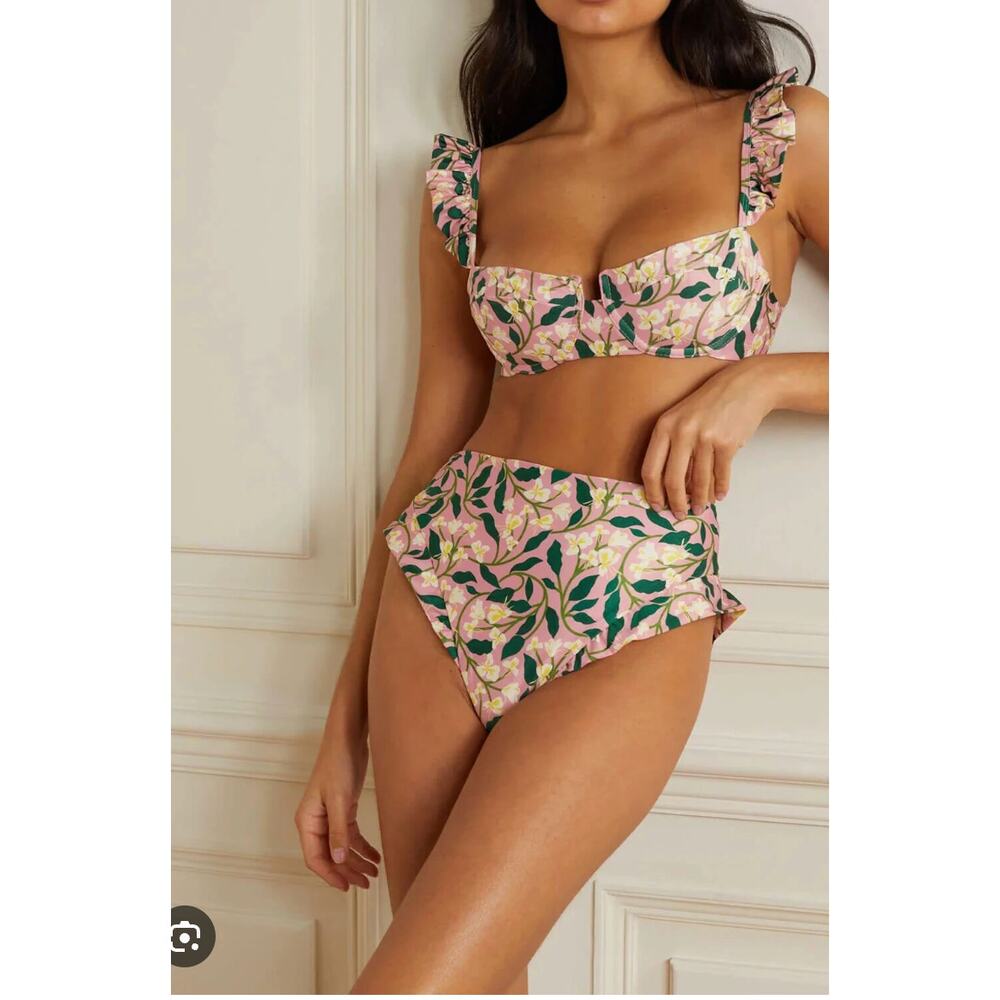 Agua Bendita Bikini Set M/L Alegria Jengibre Dos Gardenias Rosa Pink Floral Pool